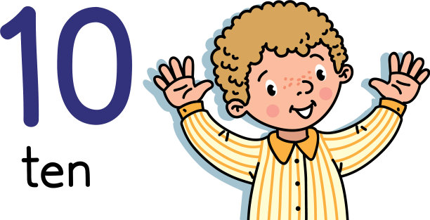 男孩出示十手计数教育卡片十图片下载