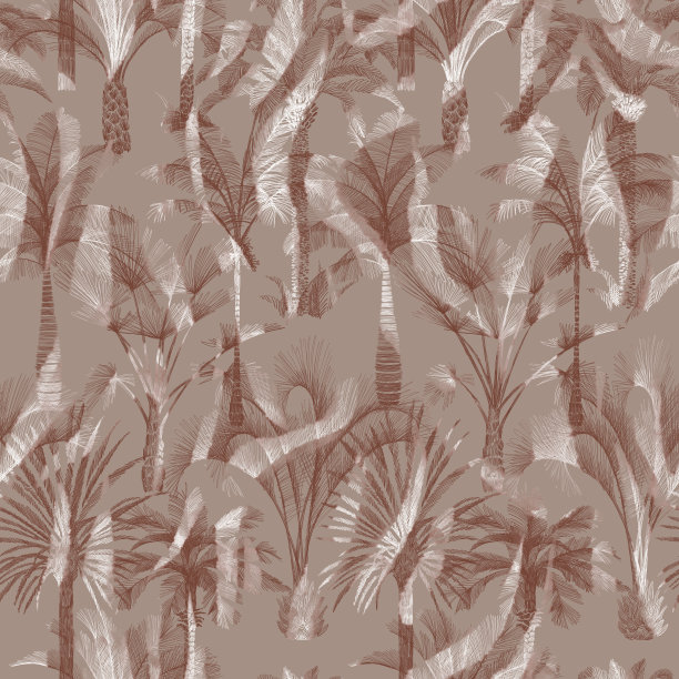 抽象的无缝图案混合斑马条纹与棕榈树。具有异国情调的夏季热带背景。图片下载