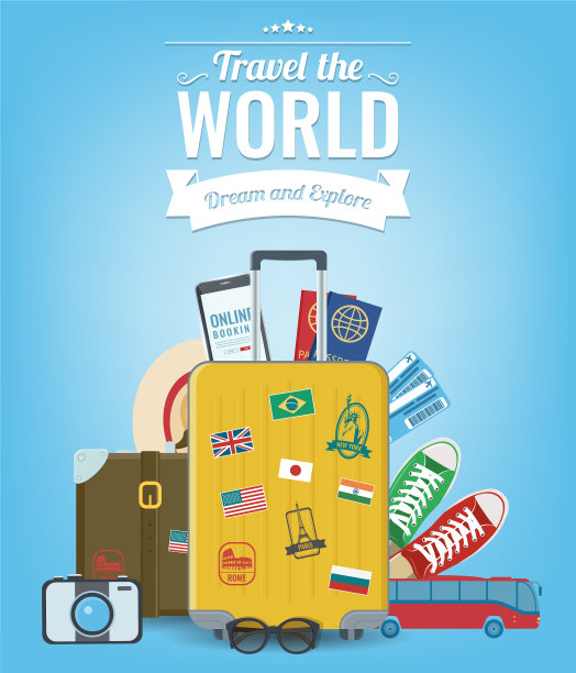 带着旅行装备旅行构成图片下载