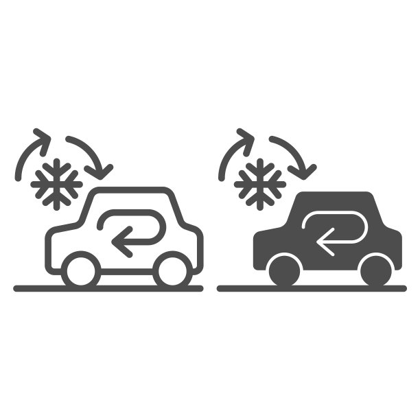 冷却汽车系统线和字形图标汽车空气图片下载