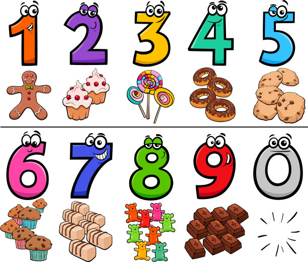 教育卡通数字与糖果图片下载
