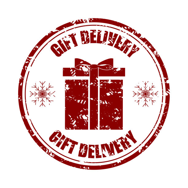 圣诞假期送礼物橡皮图章图片下载