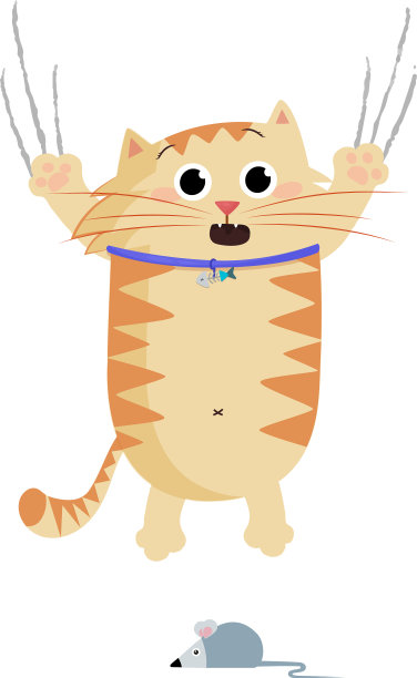 可爱的卡通姜猫被老鼠吓到了图片下载