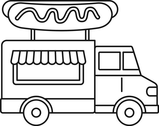 热狗卡车图标轮廓风格图片下载