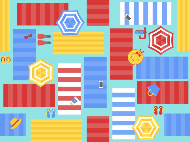 夏日海报海滩设备无缝图案图片下载