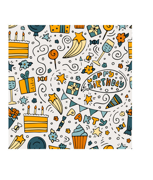 手绘无缝模式与生日墨水图片下载