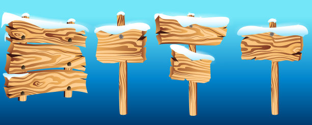 一组木制路标图片下载