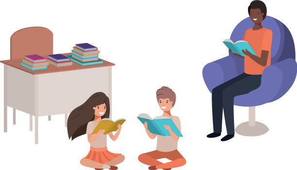 老师在教室里和学生一起读书图片下载