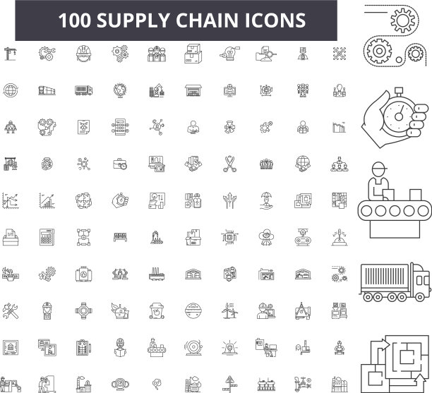 供应链可编辑线条图标100集图片下载