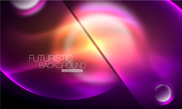 模糊的霓虹灯发光的圆形形状抽象图片下载