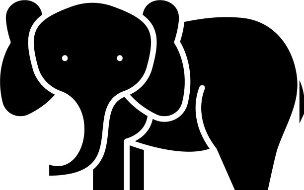 大象黑色图标标志孤立图片下载