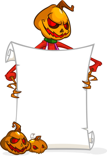 卡通杰克灯南瓜头抱空白图片下载