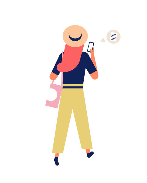 可爱有趣的女孩戴着帽子发送信息图片下载