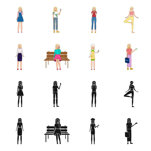 设计姿态和情绪标志集合图片下载