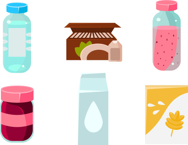 食品图标设置杂货产品的塑料和图片下载