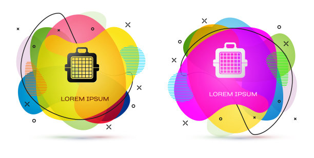彩色宠物携带箱子图标孤立在白色图片下载