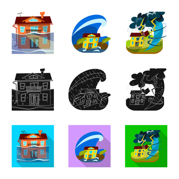 孤立对象天气和遇险图标设置图片下载