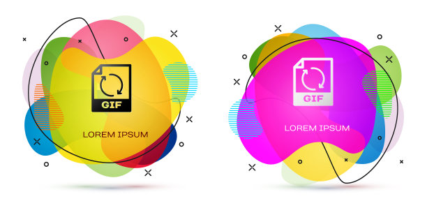 彩色GIF文件文件下载GIF按钮图标图片下载