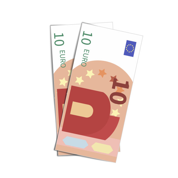 几张简单的十欧元钞票印在白色的钞票上图片下载