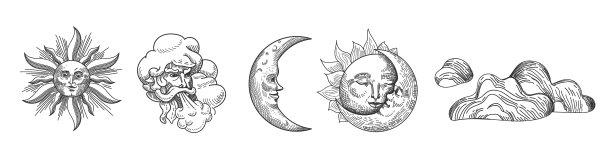 日月复古系列东方风格图片下载