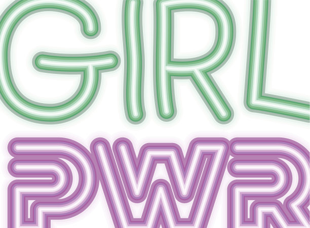 女孩权力标签孤立的图标图片下载