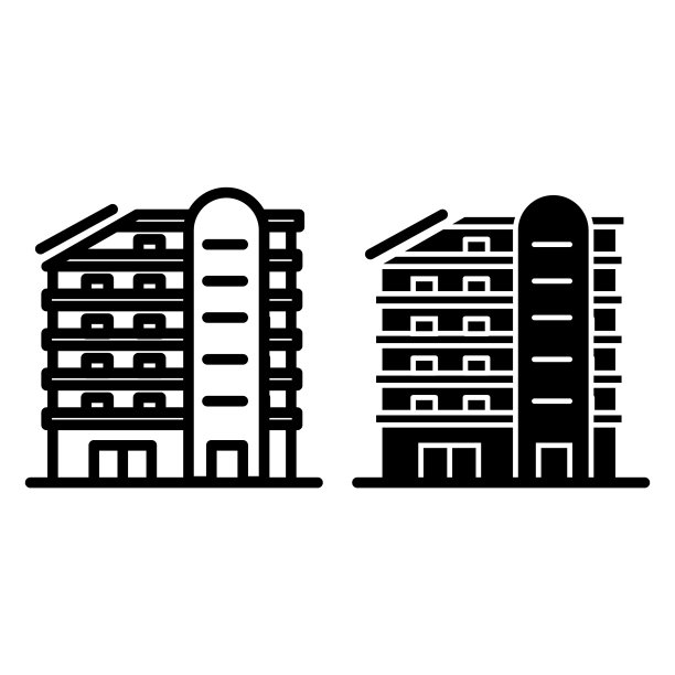 多层房屋线和字形图标建筑图片下载