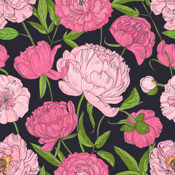 自然无缝图案与盛开的粉红色图片下载