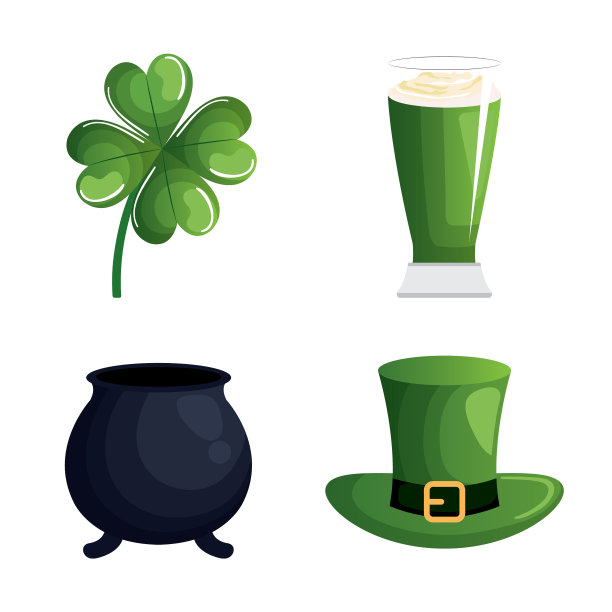 圣帕特里克卡设置图标图片下载