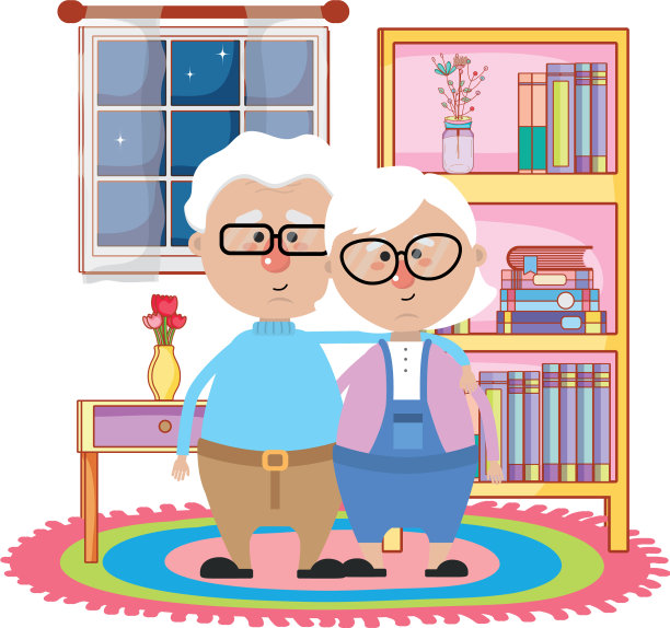 可爱的祖父母夫妇卡通图片下载
