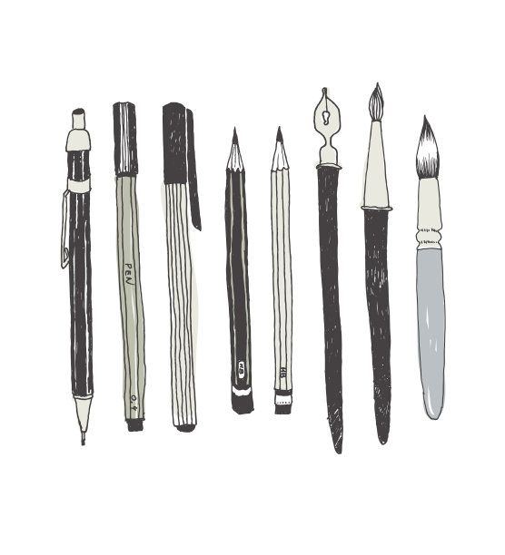 手绘艺术工具和用品集图片下载