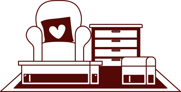 有沙发和爱心枕头的客厅图片下载