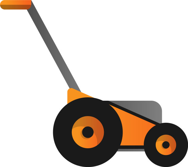 橙色割草机图标卡通风格图片下载