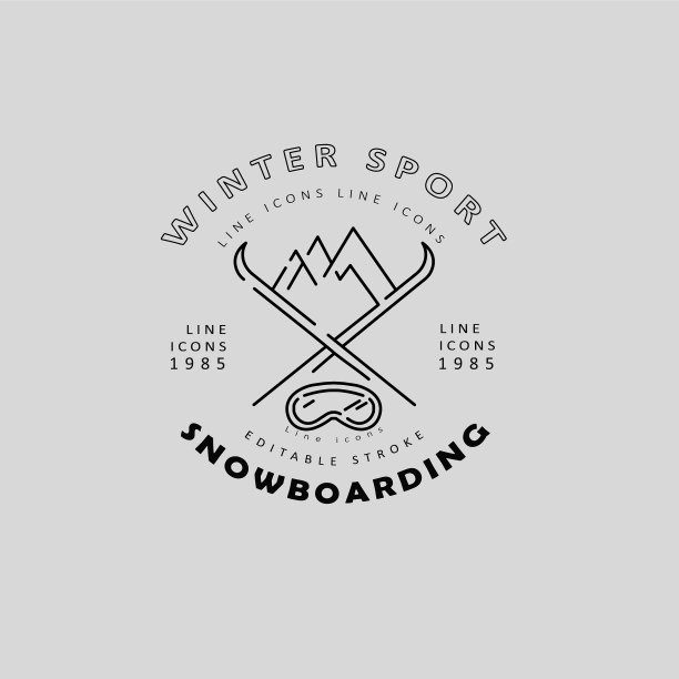 图标和标志的滑雪板和滑雪图片下载