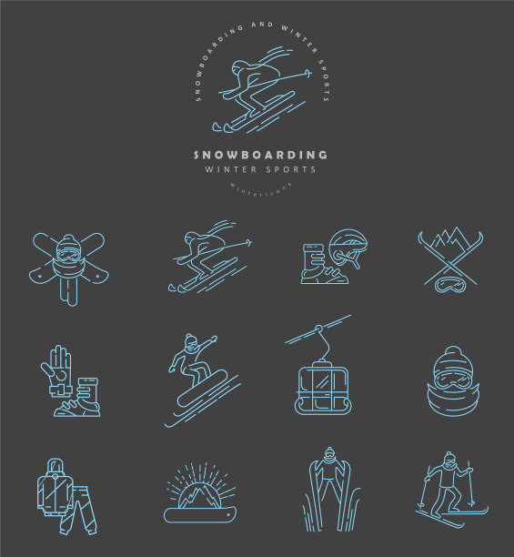 图标和标志的滑雪板和滑雪图片下载