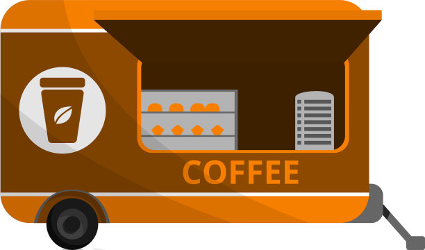 咖啡拖车图标卡通风格图片下载