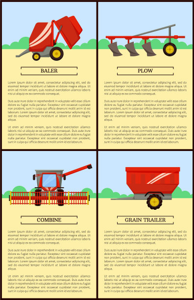 农业机械设置卡通横幅图片下载