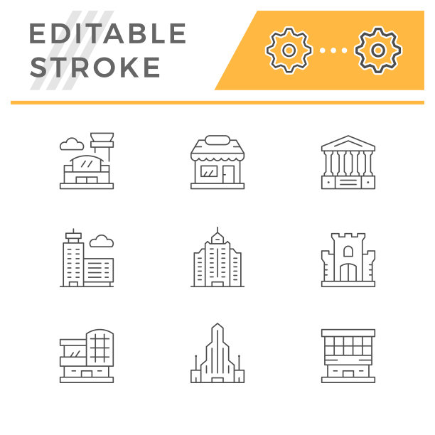 设置建筑物的线条图标图片下载