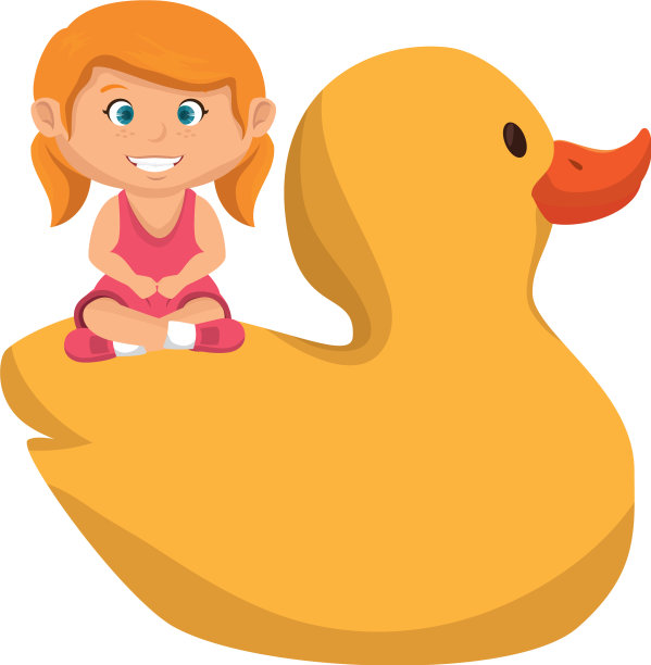 小女孩拿着橡皮鸭玩具图片下载