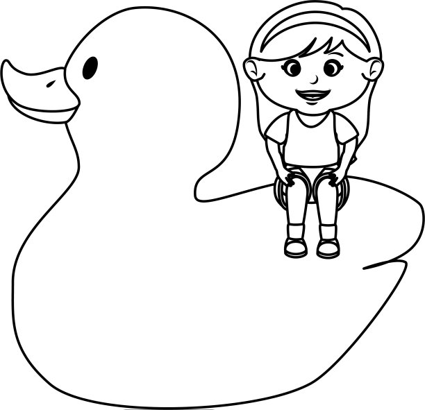 小女孩拿着橡皮鸭玩具图片下载