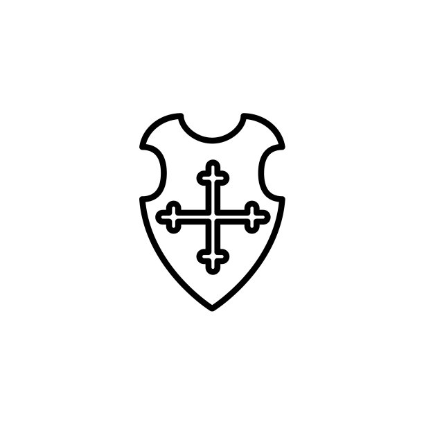 白色背景上的黑色盾牌web线条图标图片下载