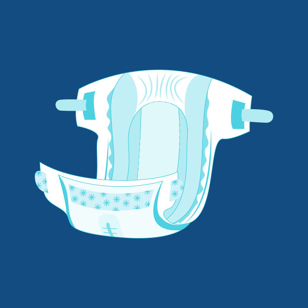 蓝色背景的卡通尿布图片下载