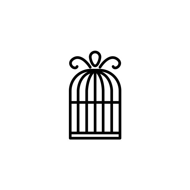 网页线图标鸟笼黑色的白色背景图片下载
