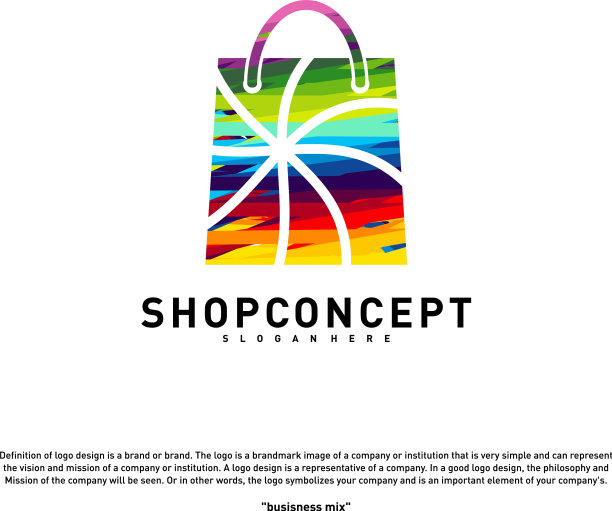 色彩缤纷的商场logo设计概念购物中心图片下载