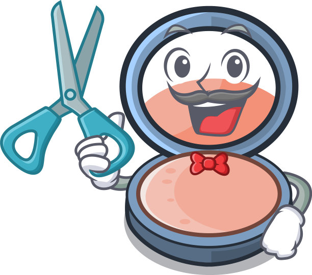 理发师在卡通化妆包上脸红图片下载