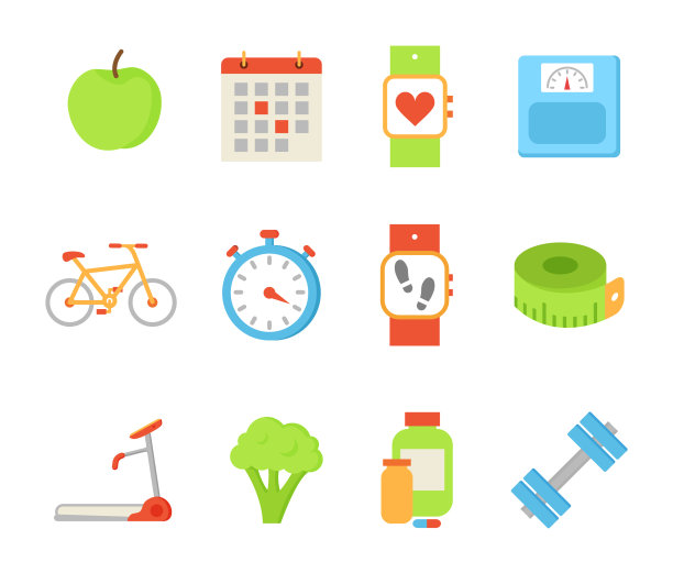 手表和苹果水果套装图片下载