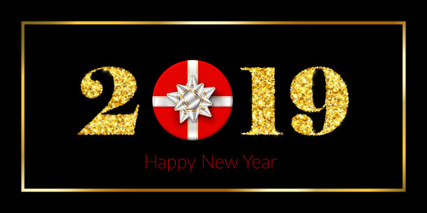 新年贺卡3d礼盒丝带蝴蝶结金图片下载