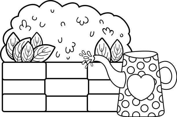 可爱的花园灌木与喷头图片下载