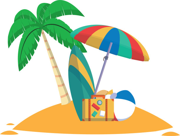 夏季和海滩卡通图片下载