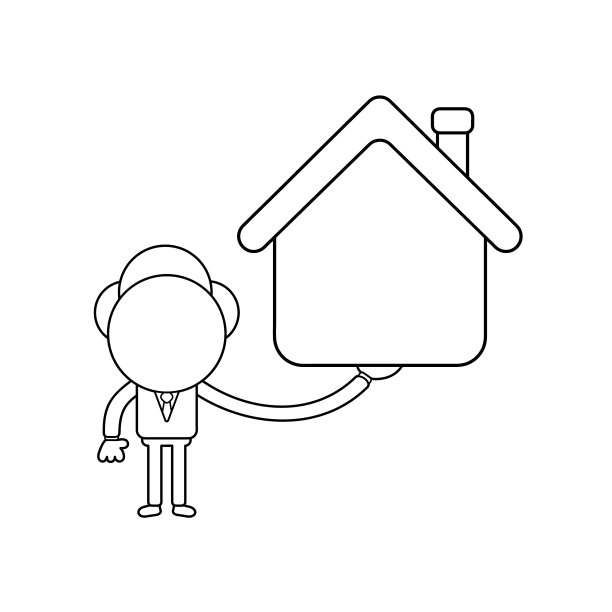 商人性格持有房子黑色轮廓图片下载