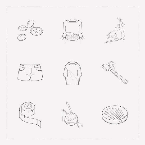 套装服装的图标与线条风格符号图片下载